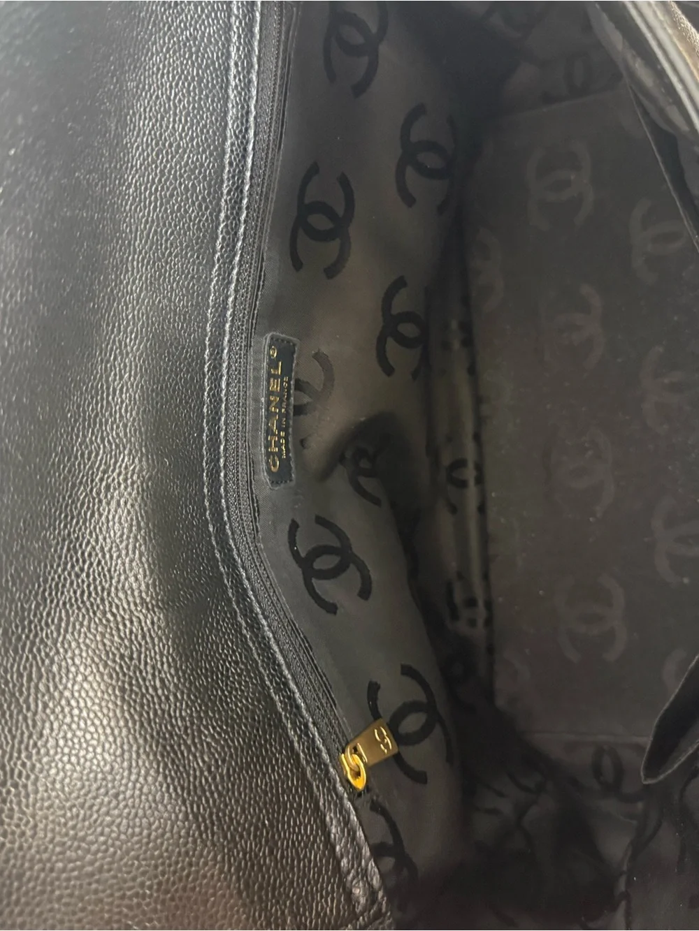 Chanel Black Caviar Leather CC Convertible 2WAY Tote Bag w/ GHW